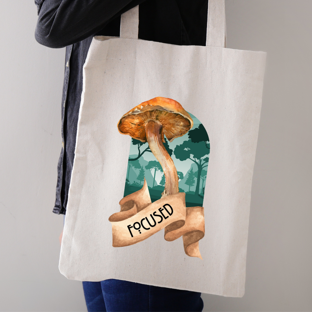 Focused Mushroom Tote Bag | Fungi Friend Collection