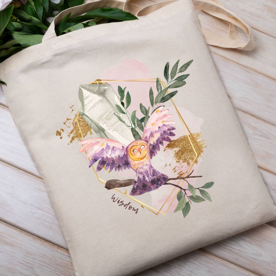 Owl Wisdom Tote Bag | Wildlife Gem Collection